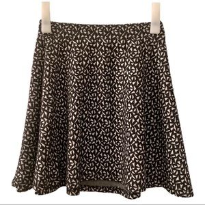 Geometric Grey & Cream Skater Skirt Small